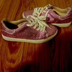 Girls Pink Rhinestone Steve Madden Sneaker
